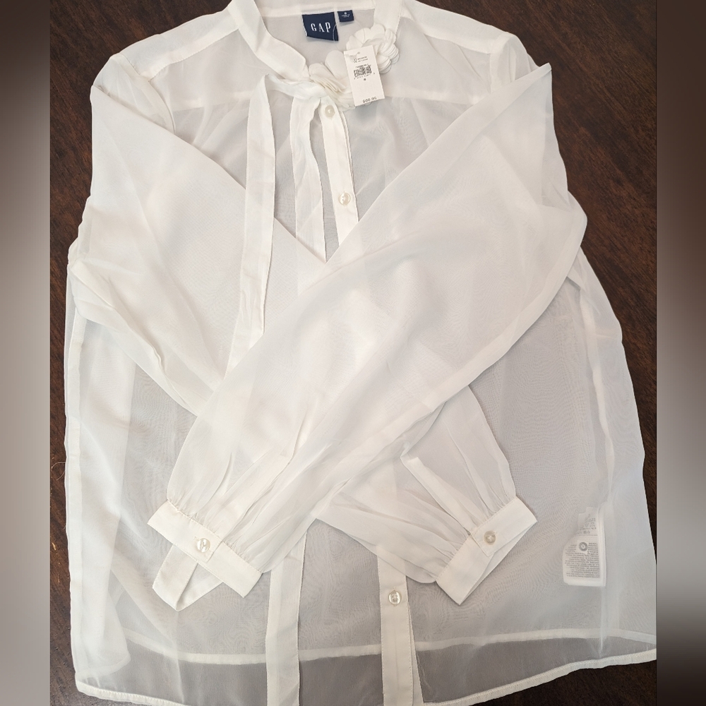 Gap, Women's blouse, sheer white, size small, NEW!